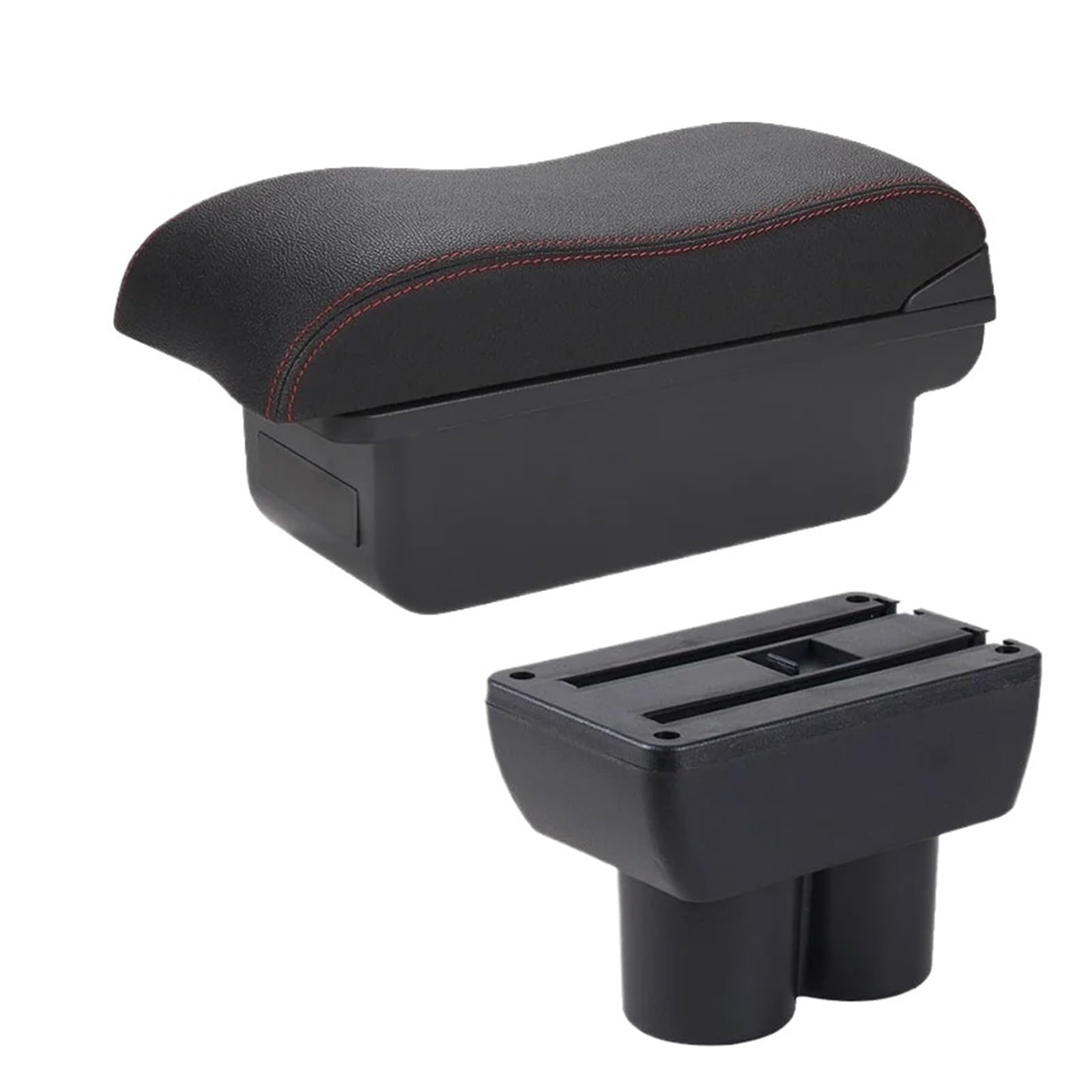 Umdjju C1 Black Red No Usb For Suzuki For Jimny Jb23 Jb43 1999-2017 Retrofit Parts Storage Box Interior Details Car Accessorie Car Centre Console Armrest Box(C1 Black Red No Usb)