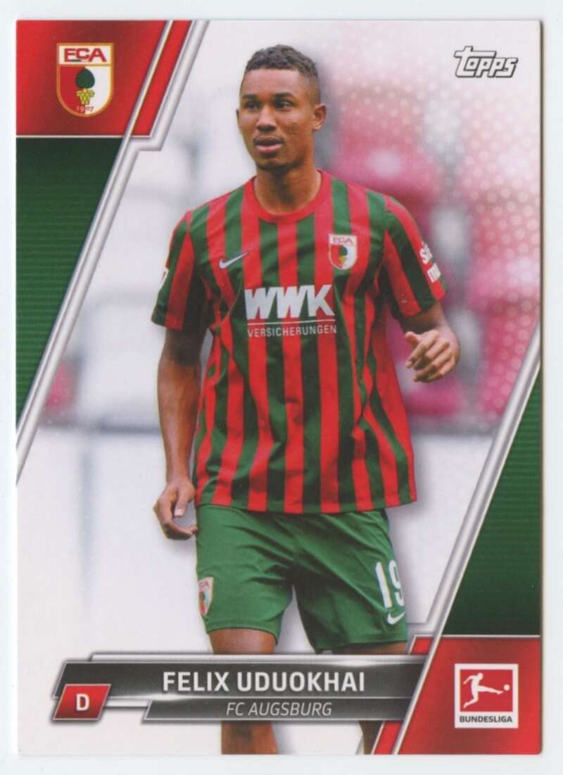 2021-22 Topps Bundesliga #1 Felix Uduokhai FC AUGSBURG Official German Soccer League Card in Raw (NM or Better) Condition