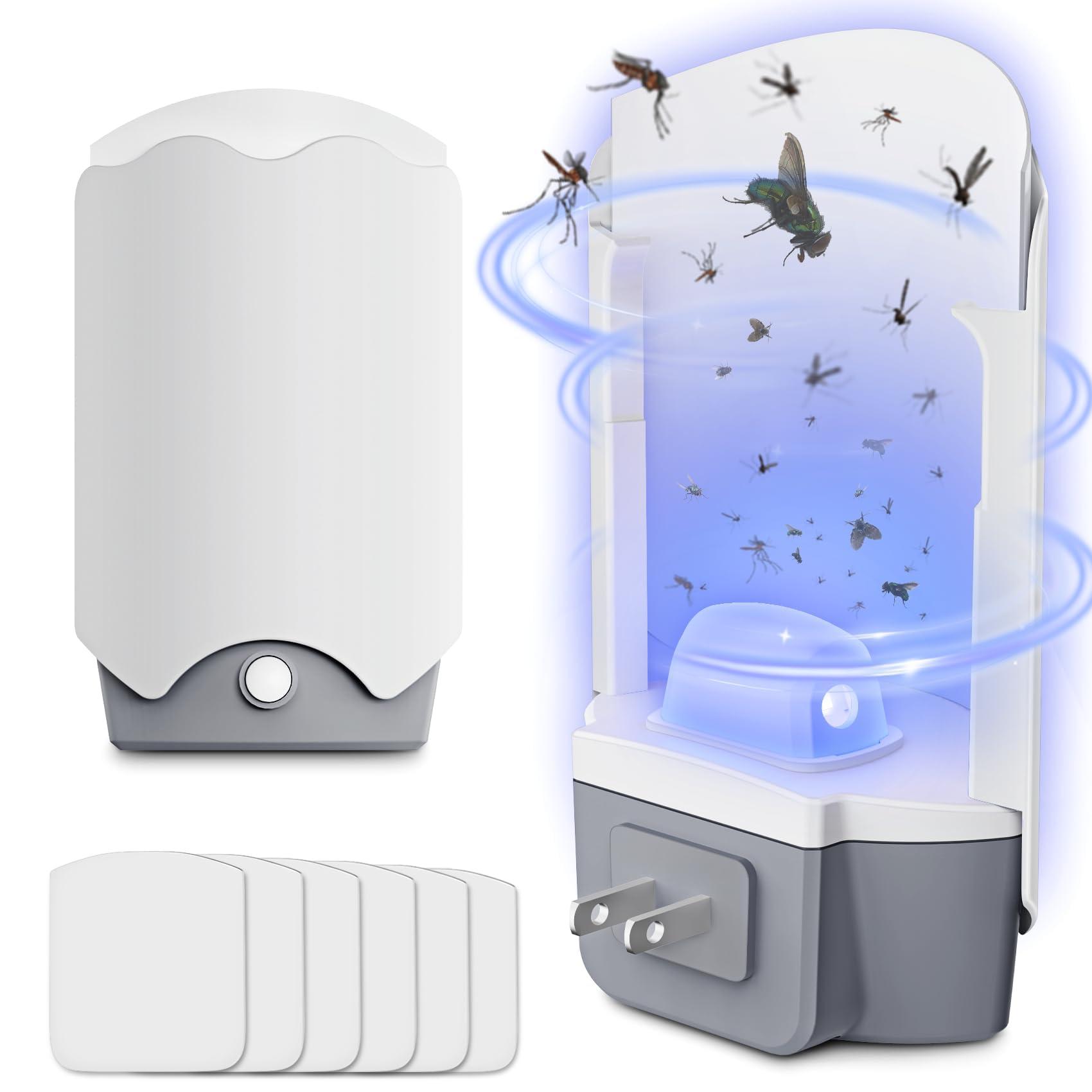 2 Packs Flying Insect Trap, 2 DEVICES+6 REFILLS Fly Traps Indoor for Home Indoor Plug-in Fly Trap Captures Houseflies, Fruit Flies,Moths,Gnats