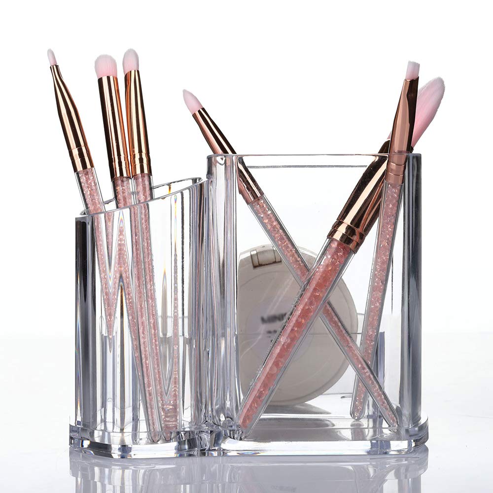 Porta pennelli Organizer per Trucco 3 Sezioni Supporto Acrilico per Cosmetici per Trucco, Casa, Ufficio, Bagno