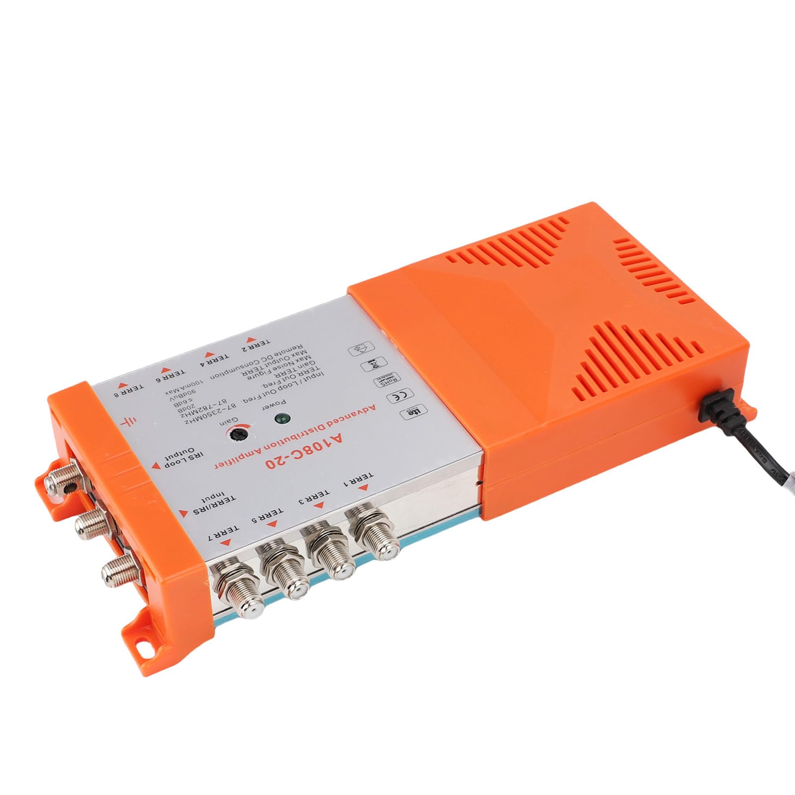Amplificatore di Distribuzione a 8, Amplificatore per Antenna TV a Cascata IRS con Supporto Filtro 4G LTE, per TV con Rumore Ultra Basso ≤4 DB (Spina UE 220-240 V)