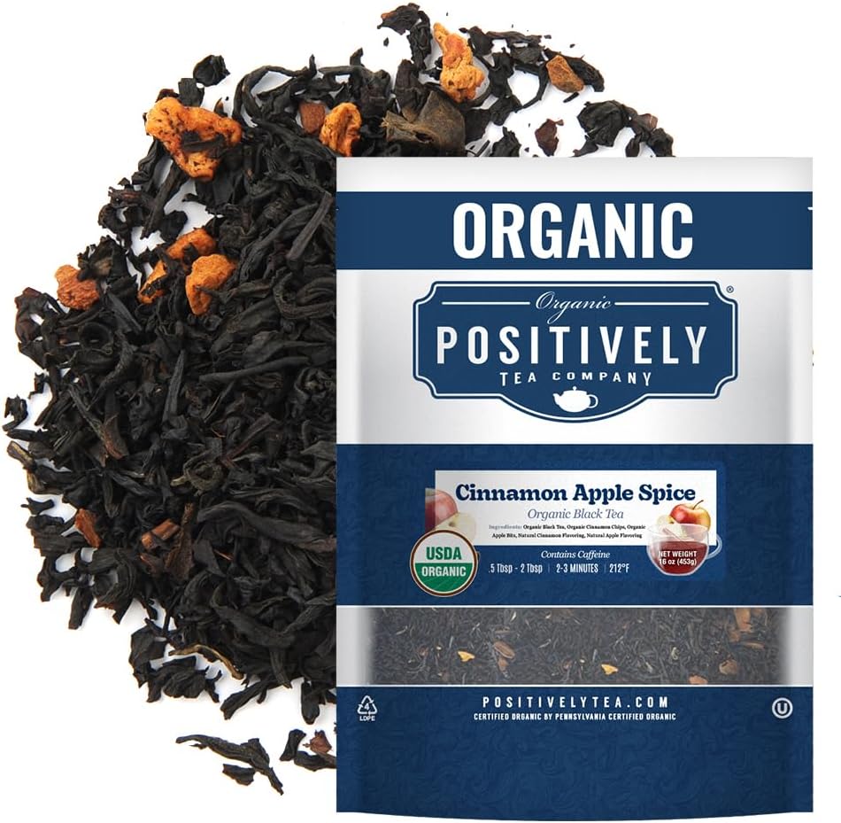 Organic Positively Tea Company, Cinnamon Apple Spice Black Tea, Loose Leaf, 16 Ounce