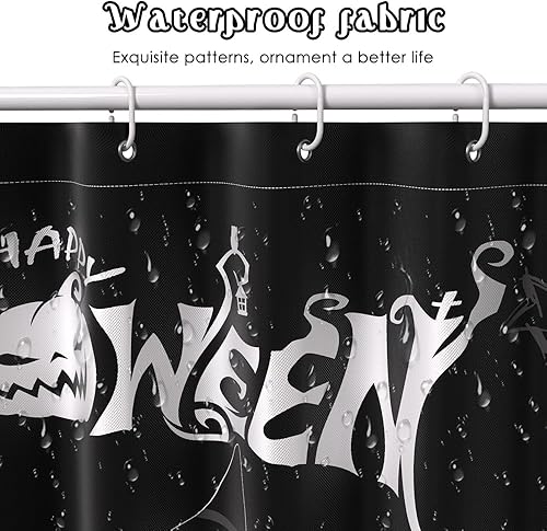 Miniatura 5 de Halloween Ghost Shower Curtain Spooky Cute Funny Ghosts Shower Curtain for Bathroom Black Trick or Treat Home Bathtubs Bathroom Decor Minimalist Art