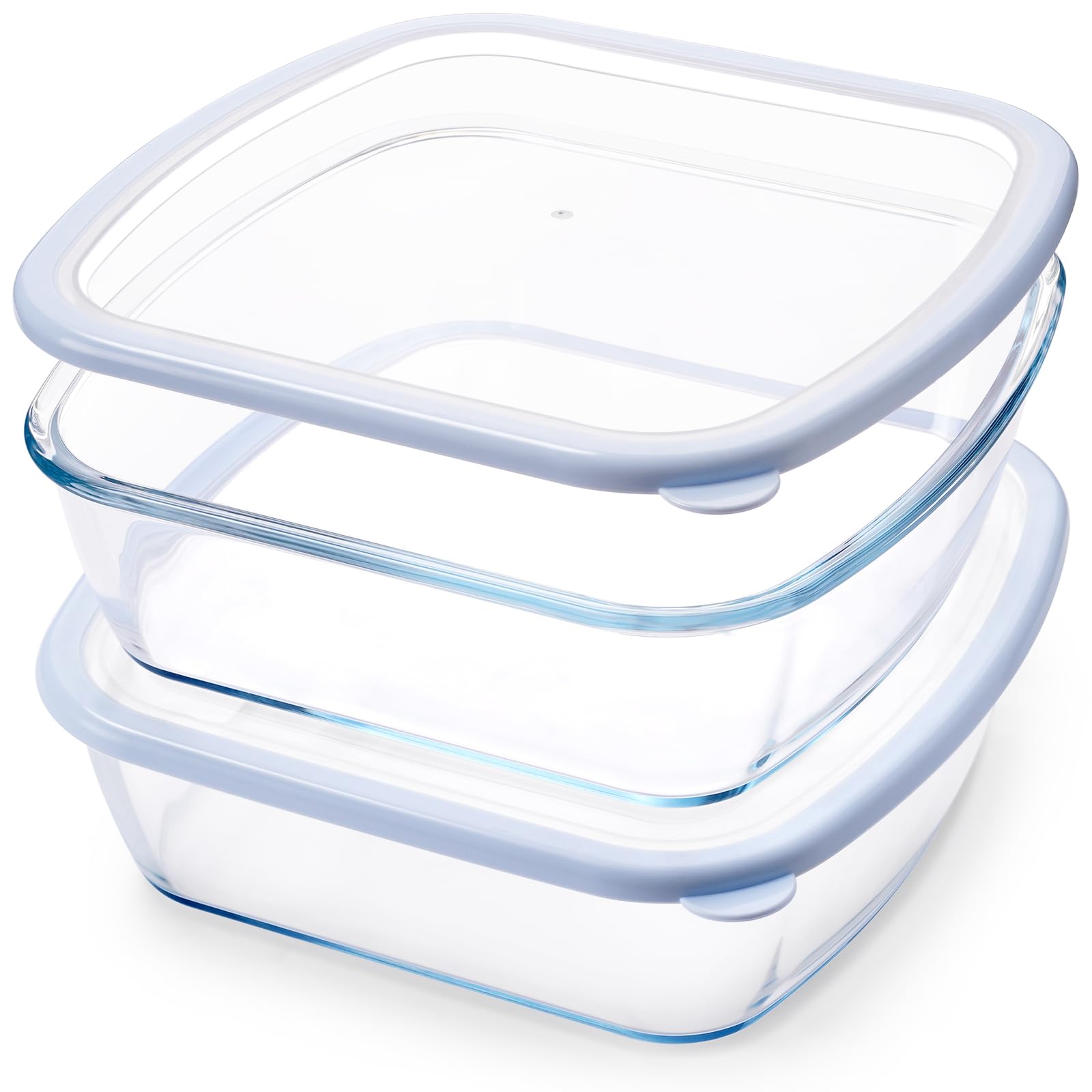 Plat de cuisson en verre avec couvercle bleu lot de 2 moules carrés 2,6 L
