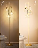Vista 6 de Lightdot HOM-Gold - Lámpara de pie regulable de 68 pulgadas para sala de estar, lámparas de pie industriales de árbol de 3 luces con bombillas LED