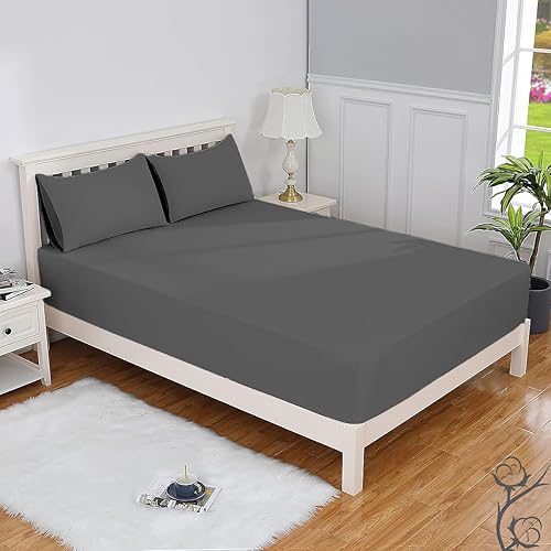 Marina Shades Sábana bajera ajustable de 1000 hilos, 100% algodón egipcio, 18.0in de profundidad, bolsillos de encogimiento y resistente a la