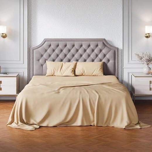 Sven & Son Premium Sateen Bedding Set, 600 Thread Count, Hand-Stitched in Italy, Luxury Collection Fitted Sheet (with 20" Deep Pocket) & Pillowcases for Bedrooms, Resorts, & Hotels - Ecru, King
