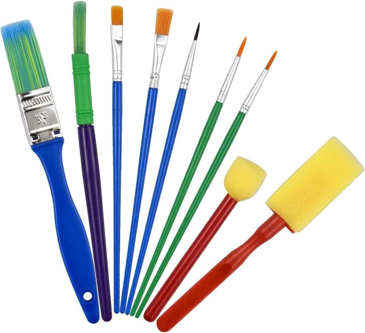 Juego de Pinceles de Nylon para Manualidades, Pincel de Pintura al Óleo y Acuarela y Gouache, Kits de Pinceles de Esponja, Pinceles de Cerdas Planas, Cepillo de Pintura de Esponja
