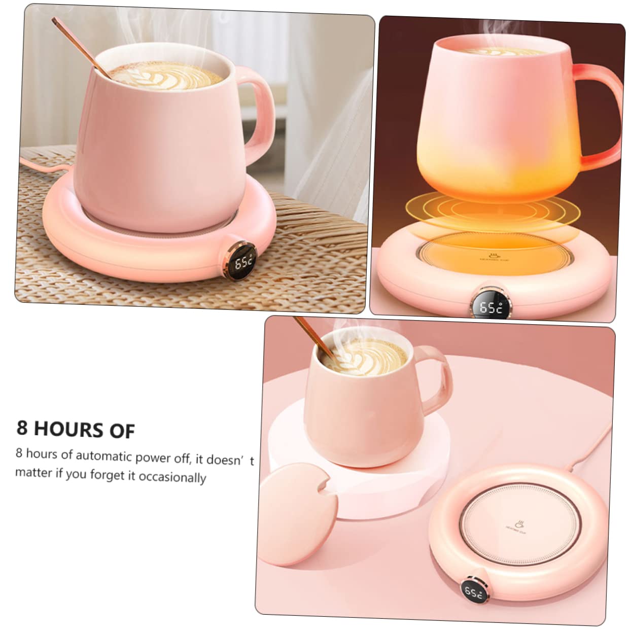 Posavasos Calentador de Tazas Carga USB, Temperatura Constante 55℃-75℃, Apagado 8 H, para Café y Chocolate Caliente en Casa u Oficina