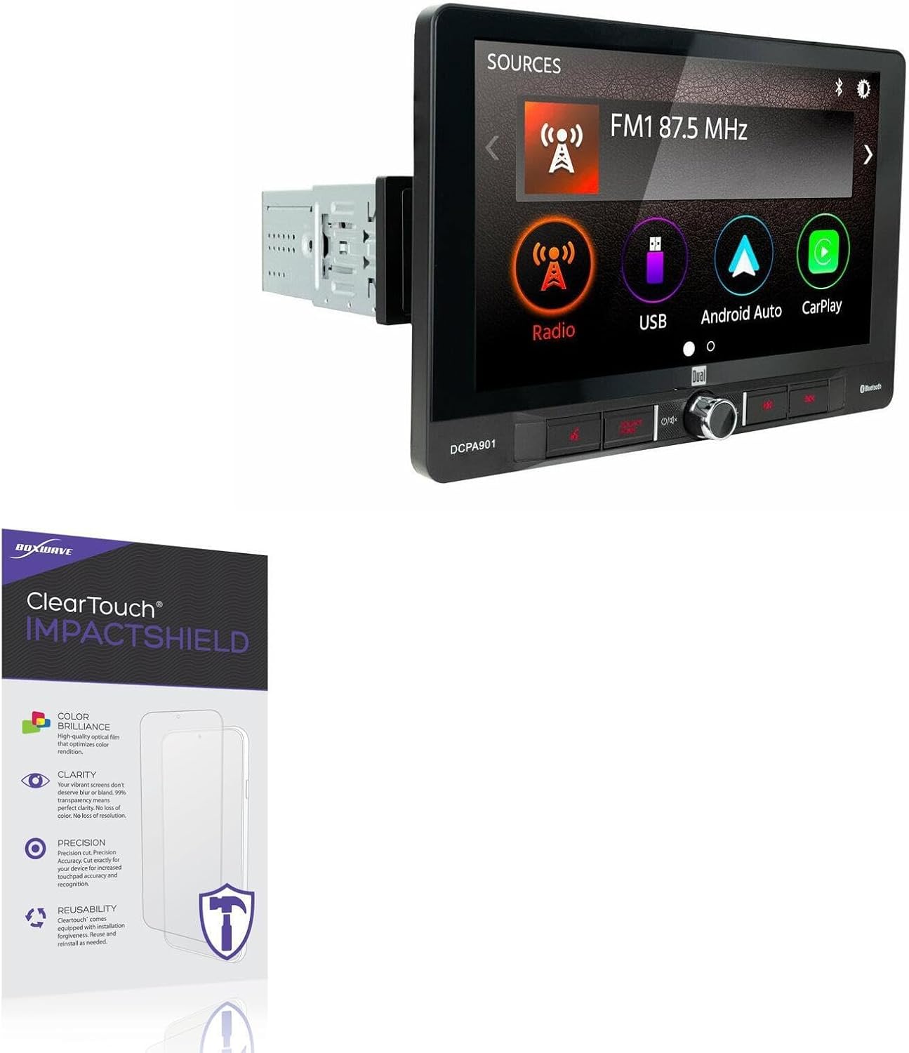 BoxWave Screen Protector Compatible with Dual Electronics DCPA901 - ClearTouch ImpactShield (2-Pack), Impenetrable Screen Protector Flexible Film