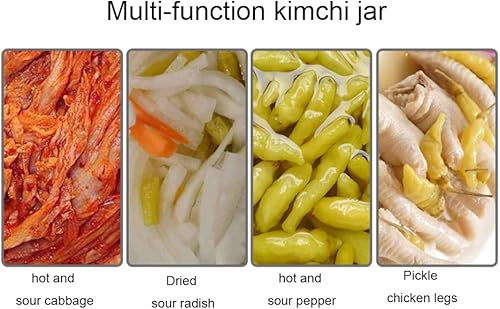 Miniatura 5 de ZHOUXIAO Tarro de fermentación tradicional de cerámica para pepinillos, tarro de fermentación chino con patrón de loto, tanque de fermentación con