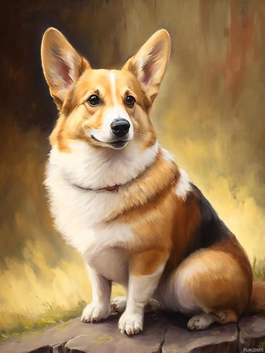 PUAGEMTI Cute Corgi Diamond Painting Kits for Adults, Animal Portraits 5D DIY Diamond Art Kits Full Drill Diamond Dots for Gift Wall Decor and Relaxation Gem Arts 12x16 Inch