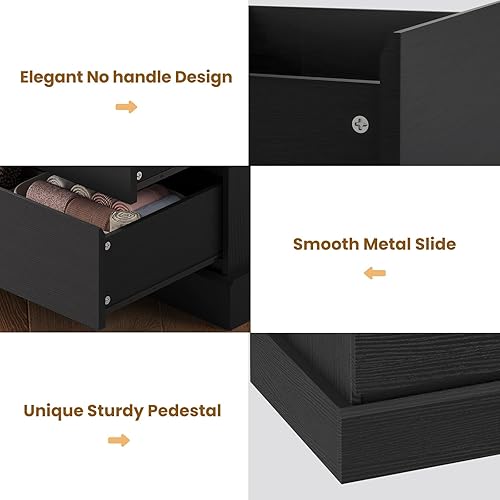 Miniatura 6 de EPHEX Cómoda de dormitorio con 8 cajones, cómoda doble grande negra, moderna cómoda organizadora de almacenamiento para dormitorio, sala de estar,