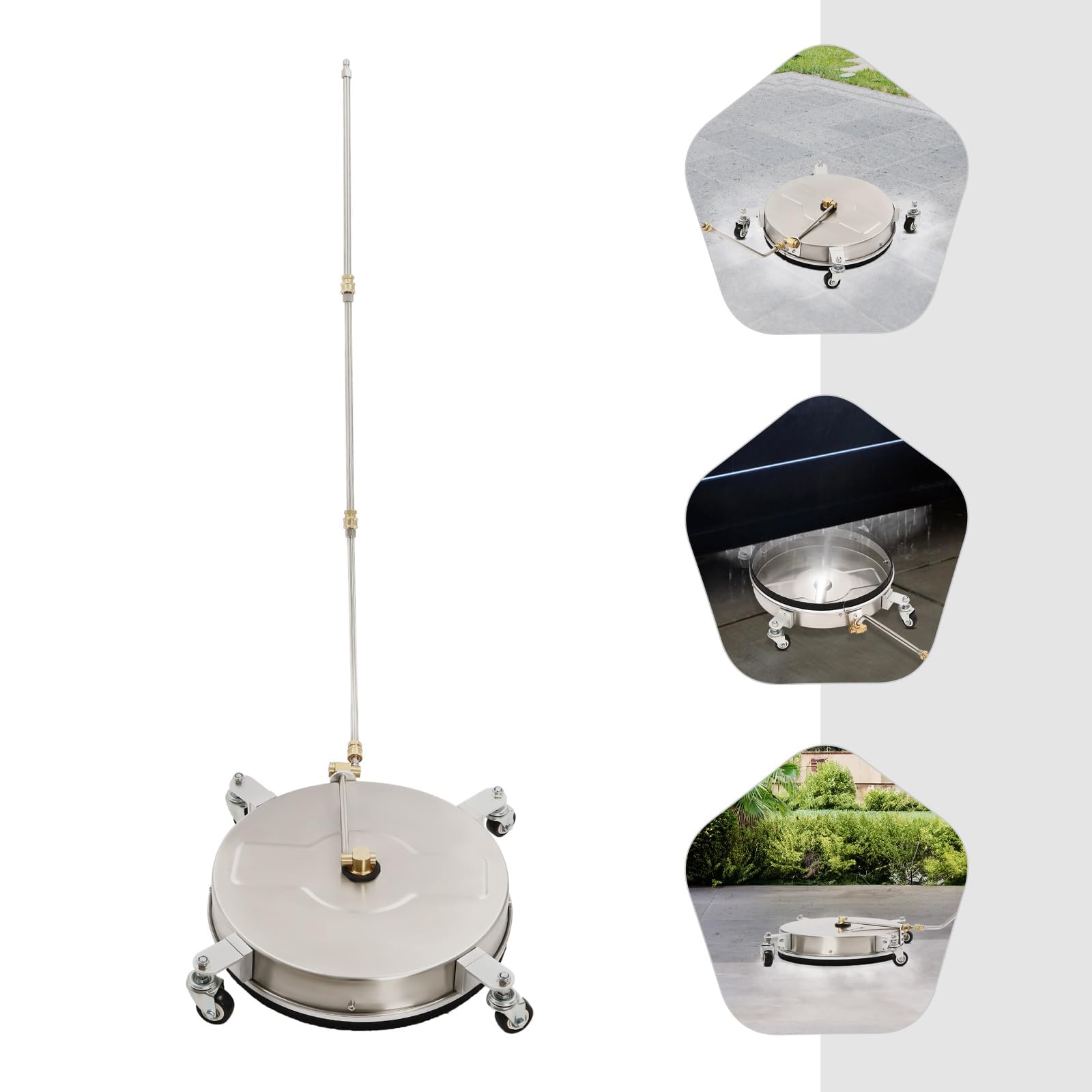 Limpiador de superficie y tren de rodaje 2 en 1 de 4000 PSI, accesorio limpiador de acero inoxidable de 4000 PSI para calzadas, patios, barcos, autocaravanas y jardines