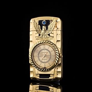 Lighter Luxury Gold Watch Jet Torch Turbo Gasoline Lighter Windproof Cigar Cigarette Metal Lighter Inflatable Gasoline Butane