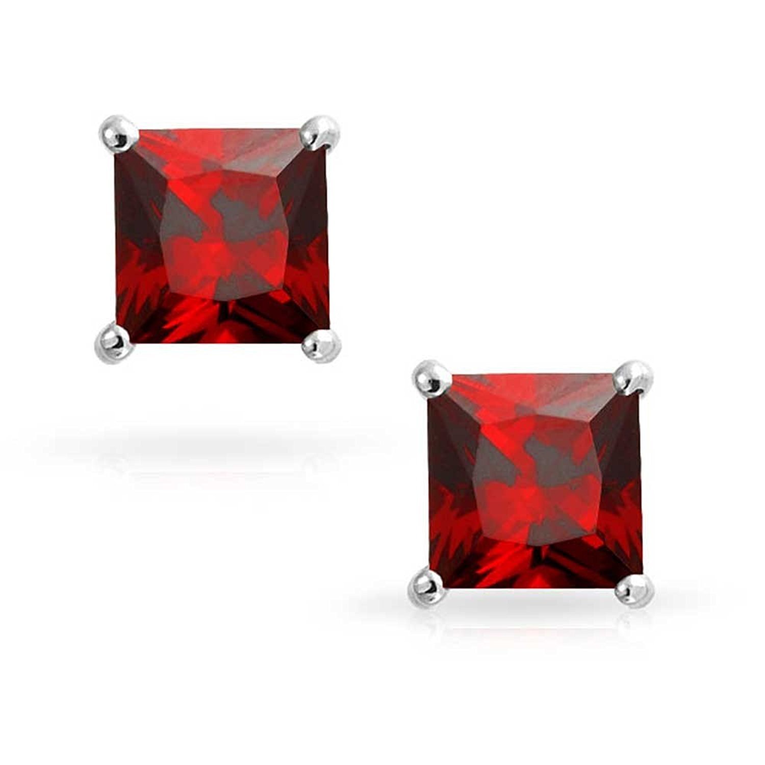 Boucles grenat solitaire carré princesse pour vos soirées chic - 3