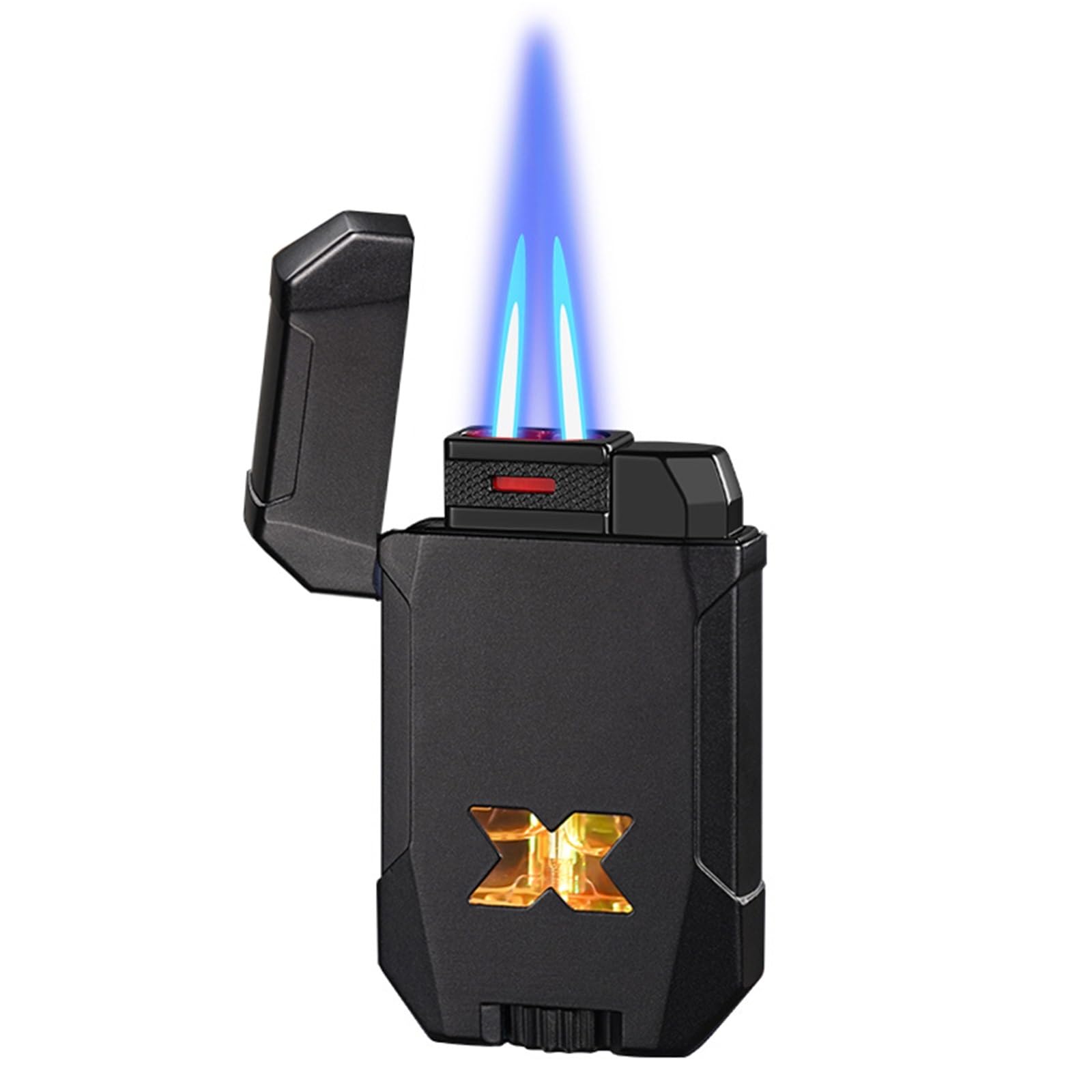 Encendedor de doble llama de butano regulable, mechero cortavientos para exterior