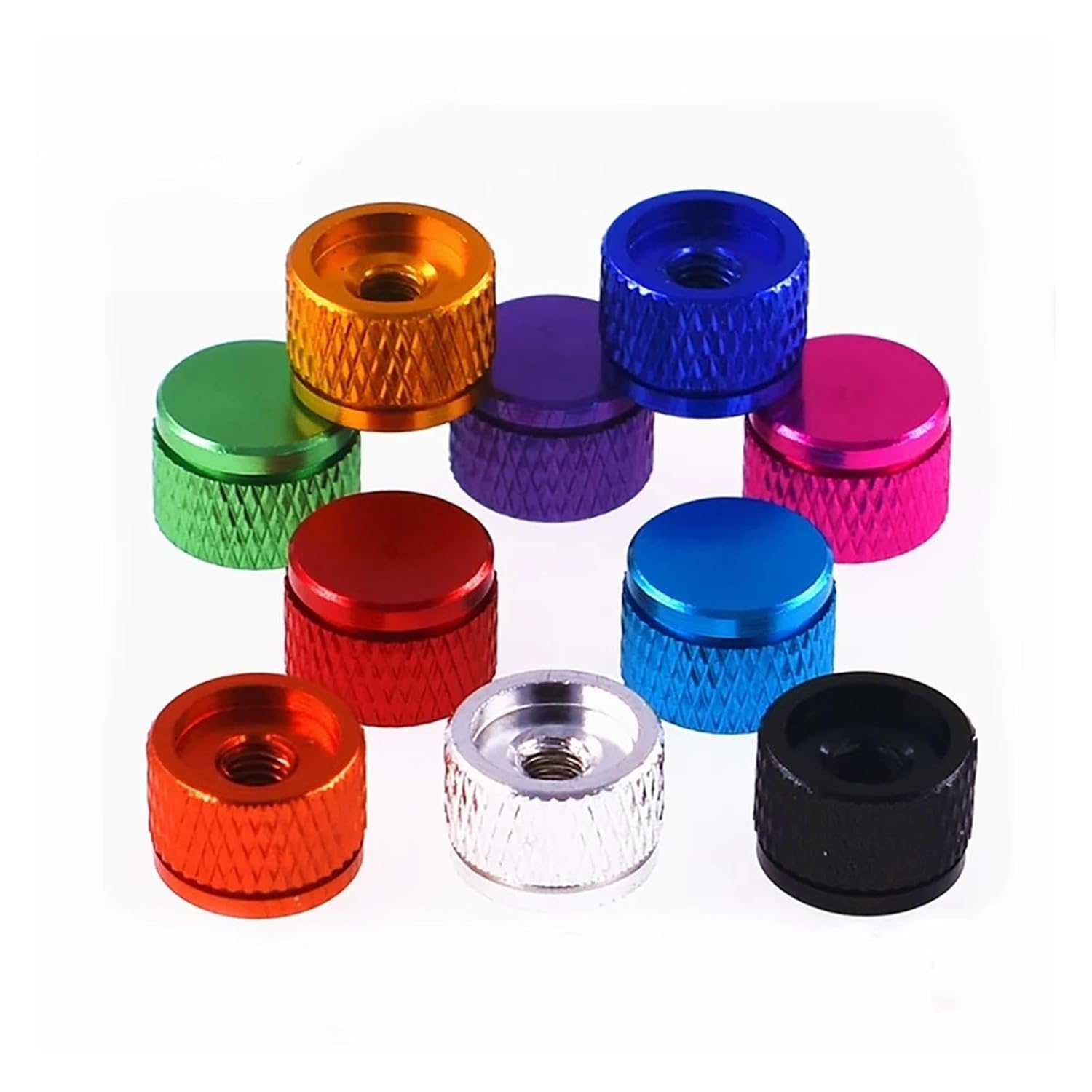 Knurled Thumb Nuts,Clamping Knob,Brass 3/5pcs 6I-32 Blind Hole Thumb Nuts Aluminium Alloy Hand Tighten Round Knurled Nut(Dark Red,3Pcs 6I 32)