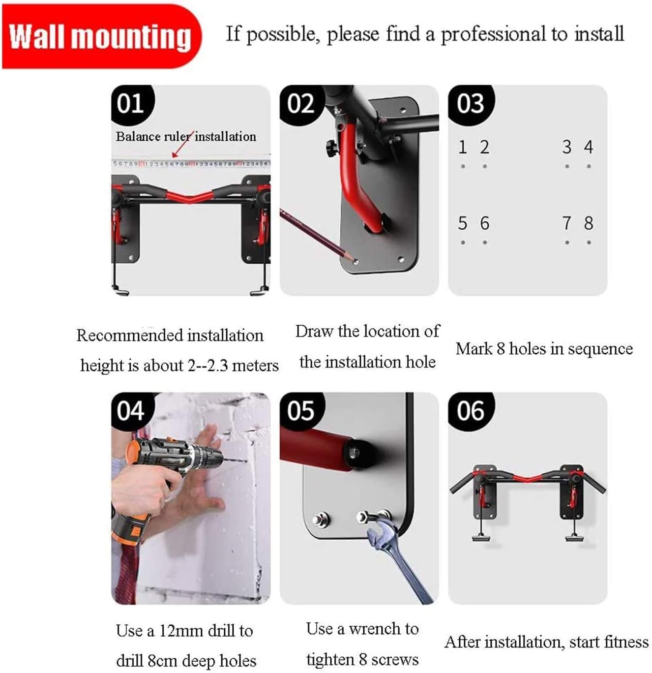 Pull Ups Multi-Grip Pull Up Bars Wall Mounted Home Gym Exercise Workout Equipment Strength Training Equipment Fitness Equipment