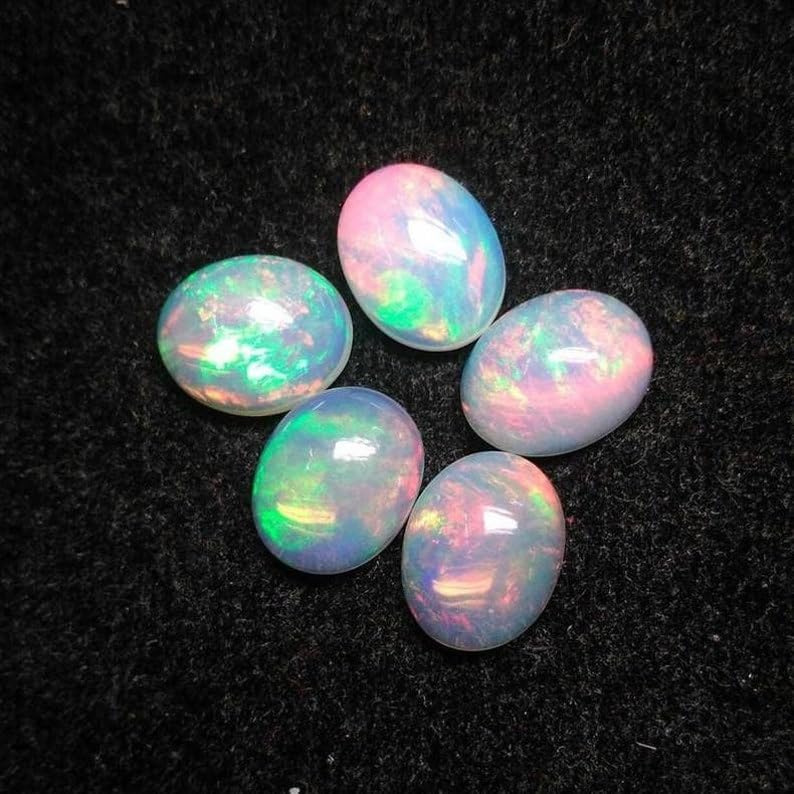 Opale multi feu de qualité AAA cabochons ovales 4x5mm en gemme véritable - 6