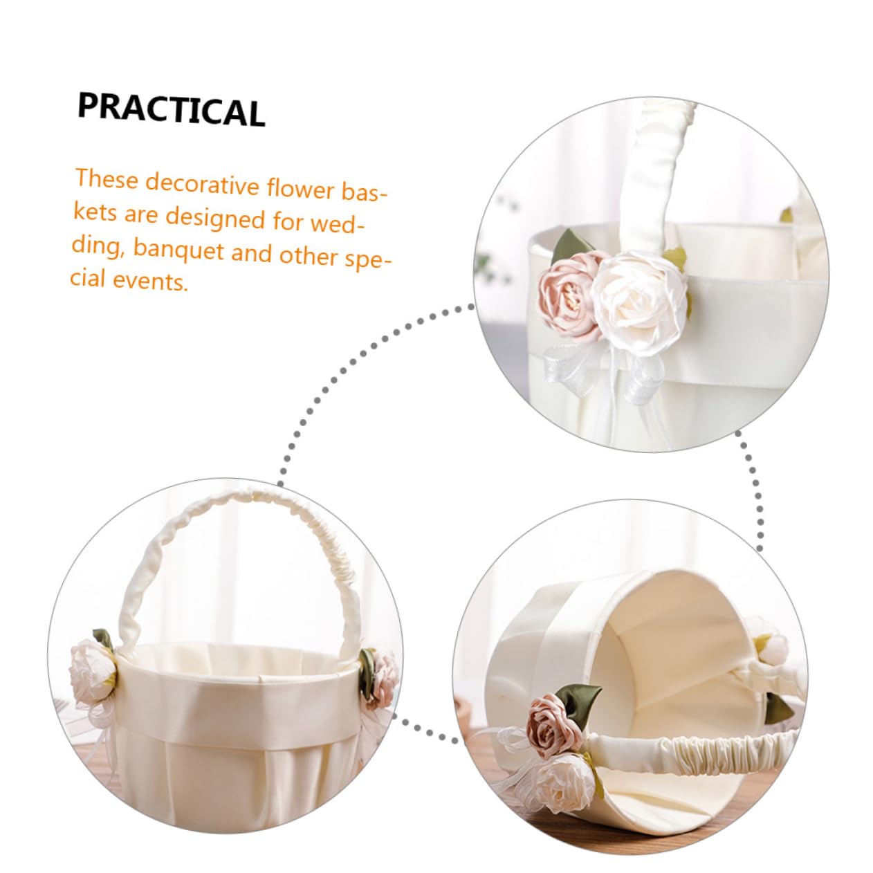 IMIKEYA 2 Stück Hochzeitsblumenkorb für Blumenmädchen Eleganter Handkorb mit Satin und Spitze Dekorativ und Leicht für Romantische Hochzeiten und Besondere Anlässe
