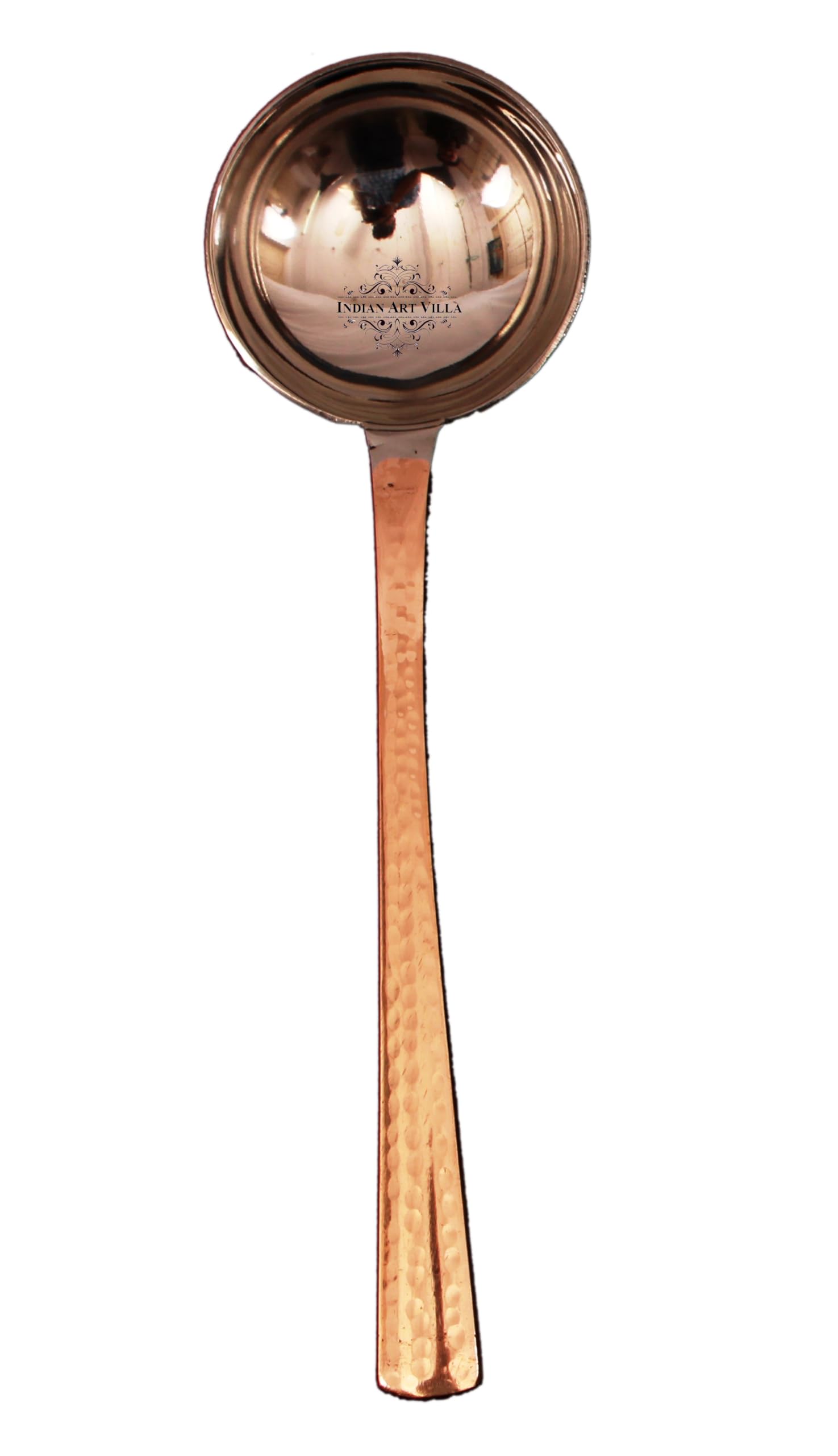 INDIAN ART VILLA Steel Copper Serving Spoon, 9.5 Inch, Handcrafted Flatware with Hammered Design, Durable and Elegant for Home and Restaurant