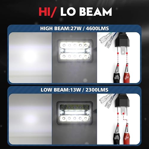 Miniatura 3 de VEHICODE Faros delanteros LED de 4 x 6, 2 unidades, H4651 H4652 H4656 H4666 H6545, luz de trabajo antiniebla alta y baja, par de haz sellado con