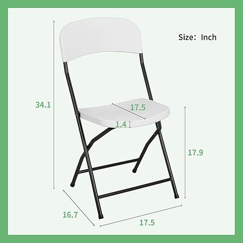 Miniatura 3 de PayLessHere Juego de 4 sillas plegables de plástico, sillas plegables portátiles de metal con marco de metal, respaldo de polietileno de alta