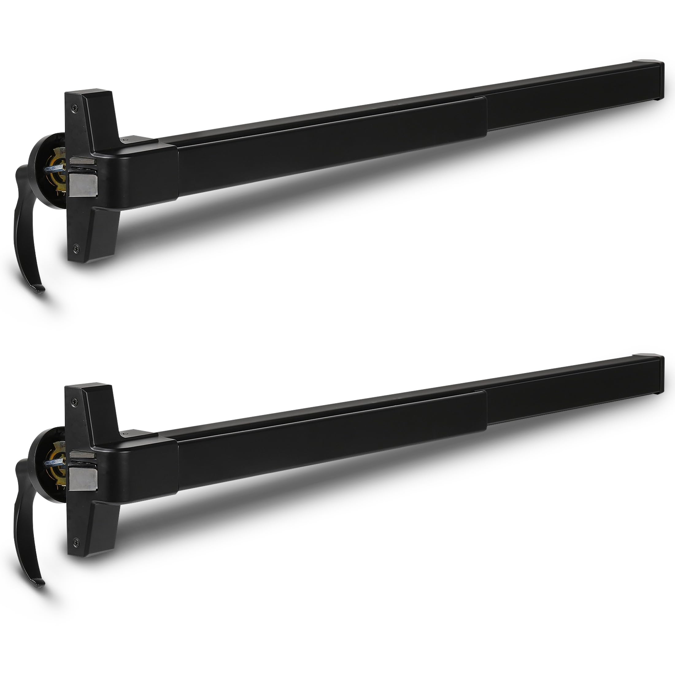 IRONWALLS 41â€? Panic Bar with Door Handle, 2-Pack Black Commercial Door Push Bar Panic Exit Device with Exterior Lever, Stainless Steel Emergency Exit Door Hardware, Push Bar Door Lock for 41â€?-53â€? Door
