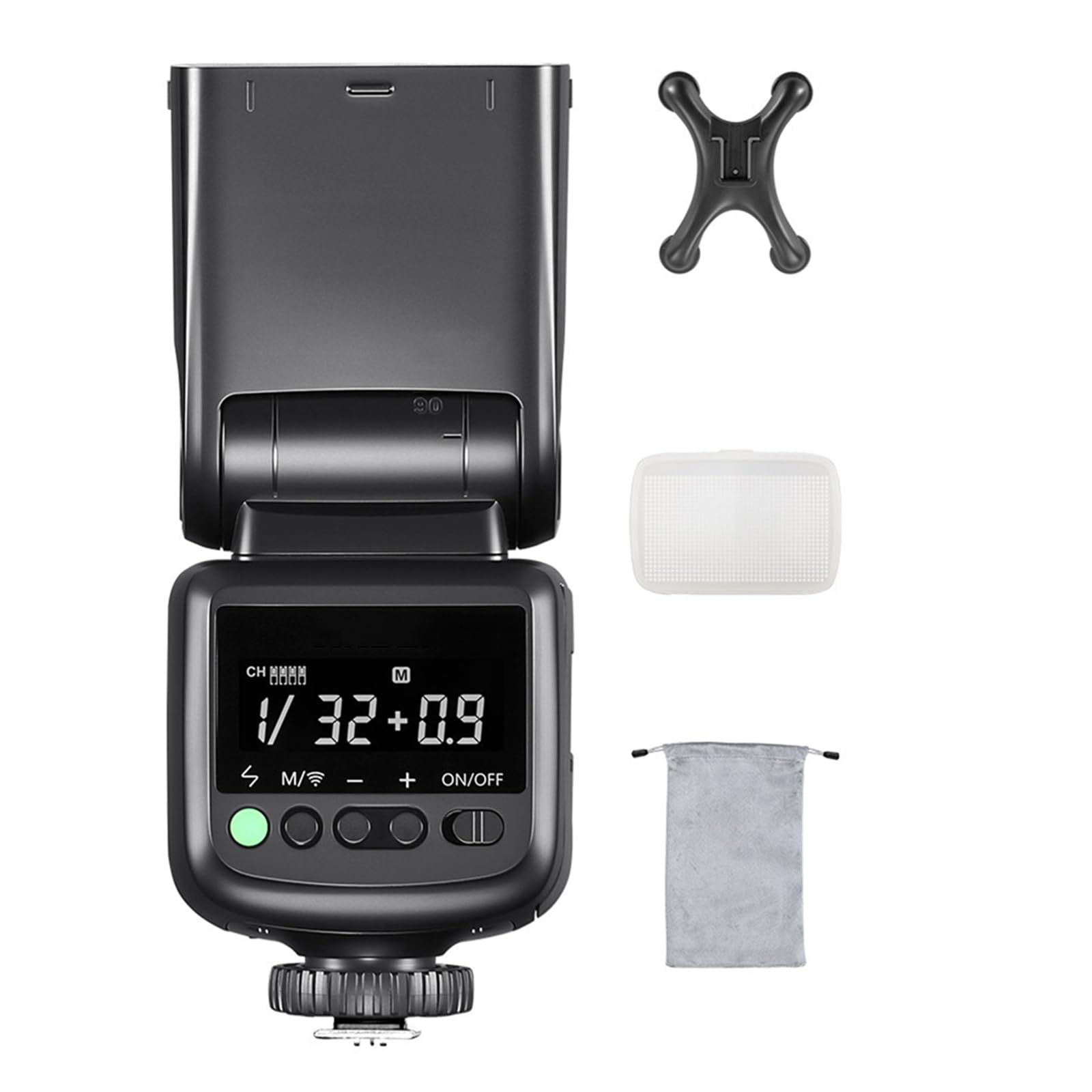 Flash Speedlite per Fotocamera, 3 modalità Flash | Attacco A Slitta Universale A Contatto Singolo, Potenza Regolabile su 8 Livelli (1/128–1/1), con Base Cold Shoe E Diffusore Morbido