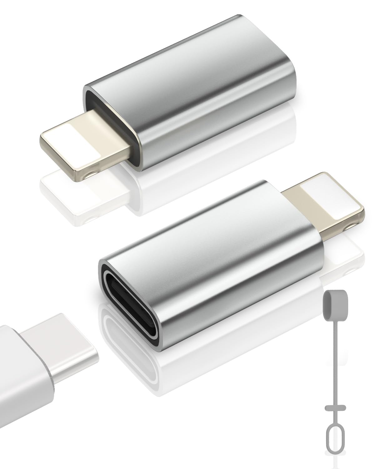 USB C to Lightning Adapter, 2 Pack Type C Female to Lightning Male Adapter for iPhone 14/13/12/11/iPad/Air/Mini/Airpods, Support Charging and Data Transfer, Not for Headphone/Audio/OTG/Earbuds