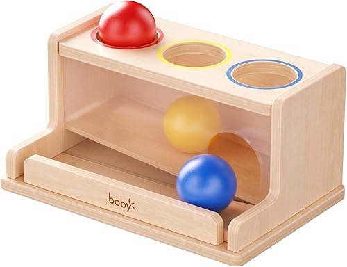 Dailyfunn Montessori Toys - Caja de permanencia para objetos, rastreador de bolas, juguete de empuje para niños y niñas, bebés, niños pequeños