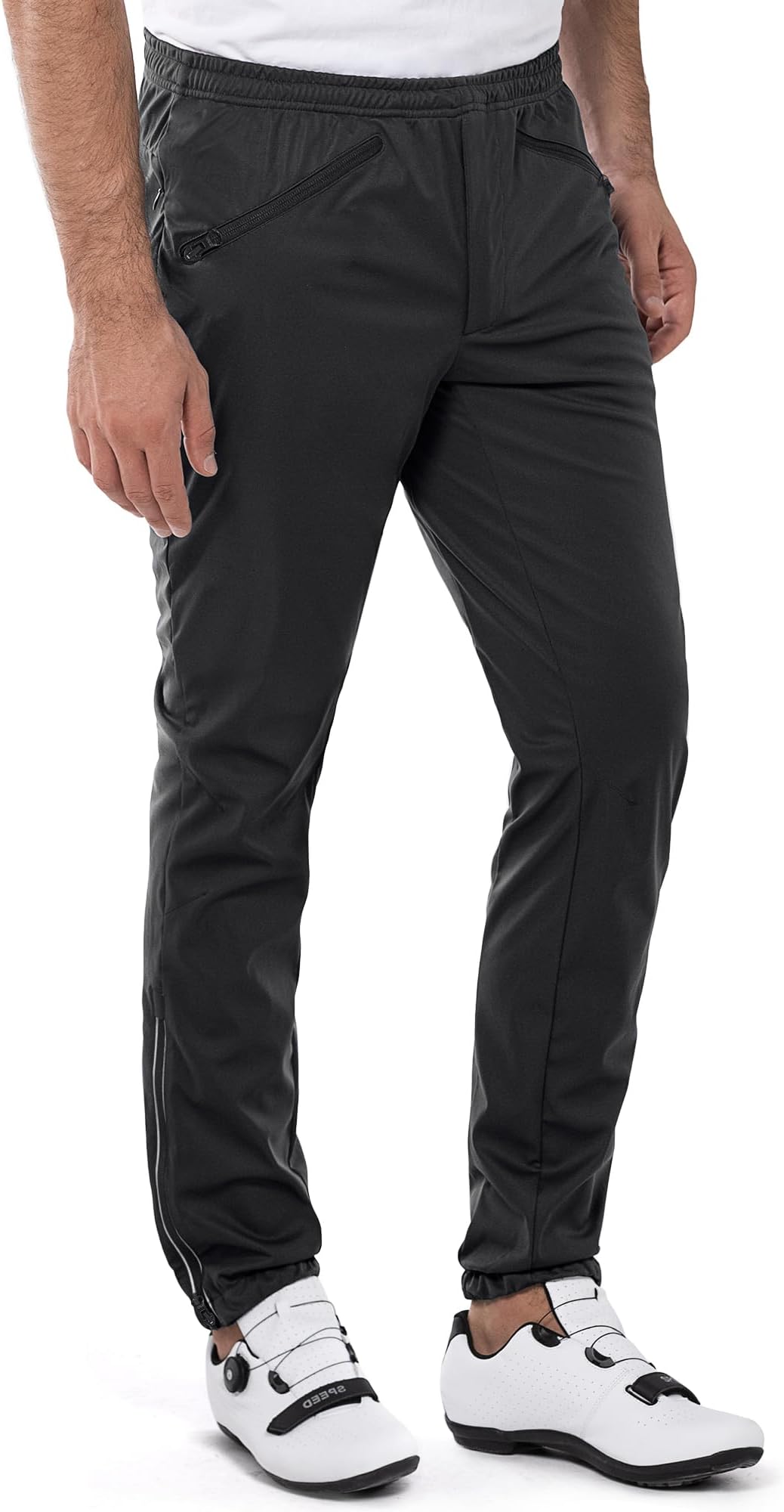 Men's Waterproof Cycling Pants, Windproof Breathable Athletic Mountain Bike Pants Running Hiking Sweatpants Sports
