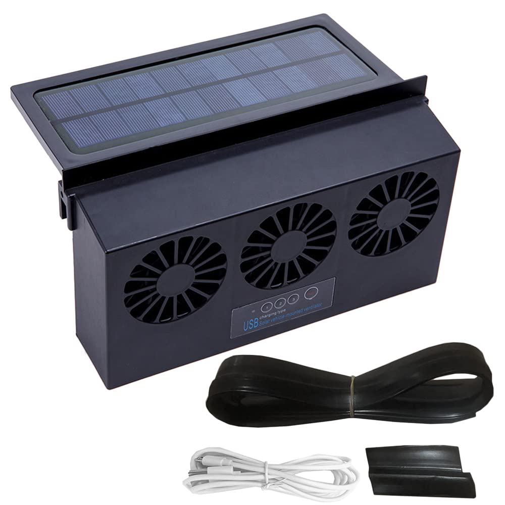 TOTMOX Solar Powered Car Window Radiator Exhaust Fan Auto Air Vent Radiator Fan Portable Deodorization Ventilator