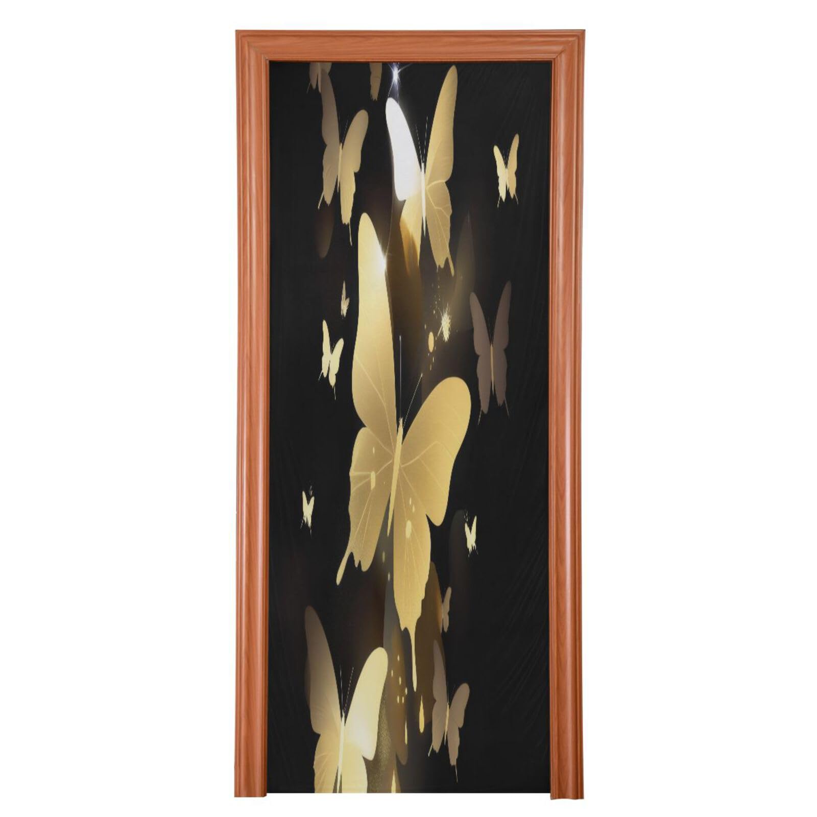 FLildon Golden Butterfly Door Cover Decoration, Party Accessory Porch Decor for Festive Ornament Room Door Covers 32 x 79 Inch