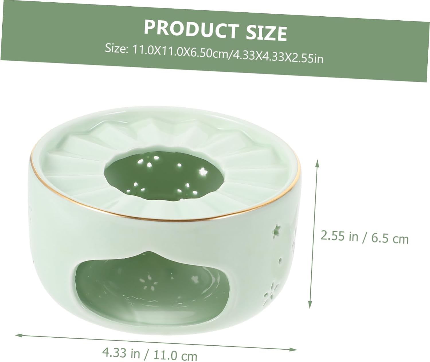 LABRIMP 1set Light Green Ceramic Teapot Warmer Hollow Design Portable Tea Stove for Home Office for Housewarming Birthday