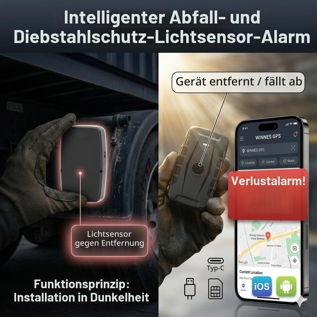 TKMARS 4G GPS Tracker Auto - 20000mAh Langzeit Akku, Magnetischer GPS Sender mit Demontage-Alarm per APP/SMS, Peilsender Echtzeitortung & Diebstahlschutz für LKW Baumaschinen Flotten, Ohne ABO