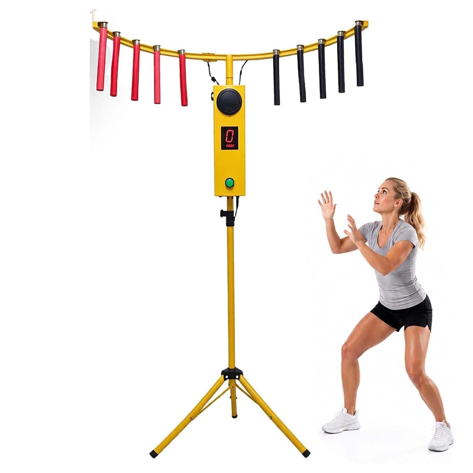 DPLWJPP Portable Hand-Eye Coordination Activity Catching Sticks Game Reaction Speed Training Arcade Game Adjustable Speed Reflex Challenge 10 Sticks Yellow
