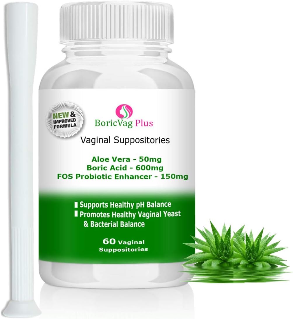 MSNOR Boric Acid Vaginal Suppositories - 60 Counts - with Aloe Vera and Probiotics Enhancer - Boricvag Plus