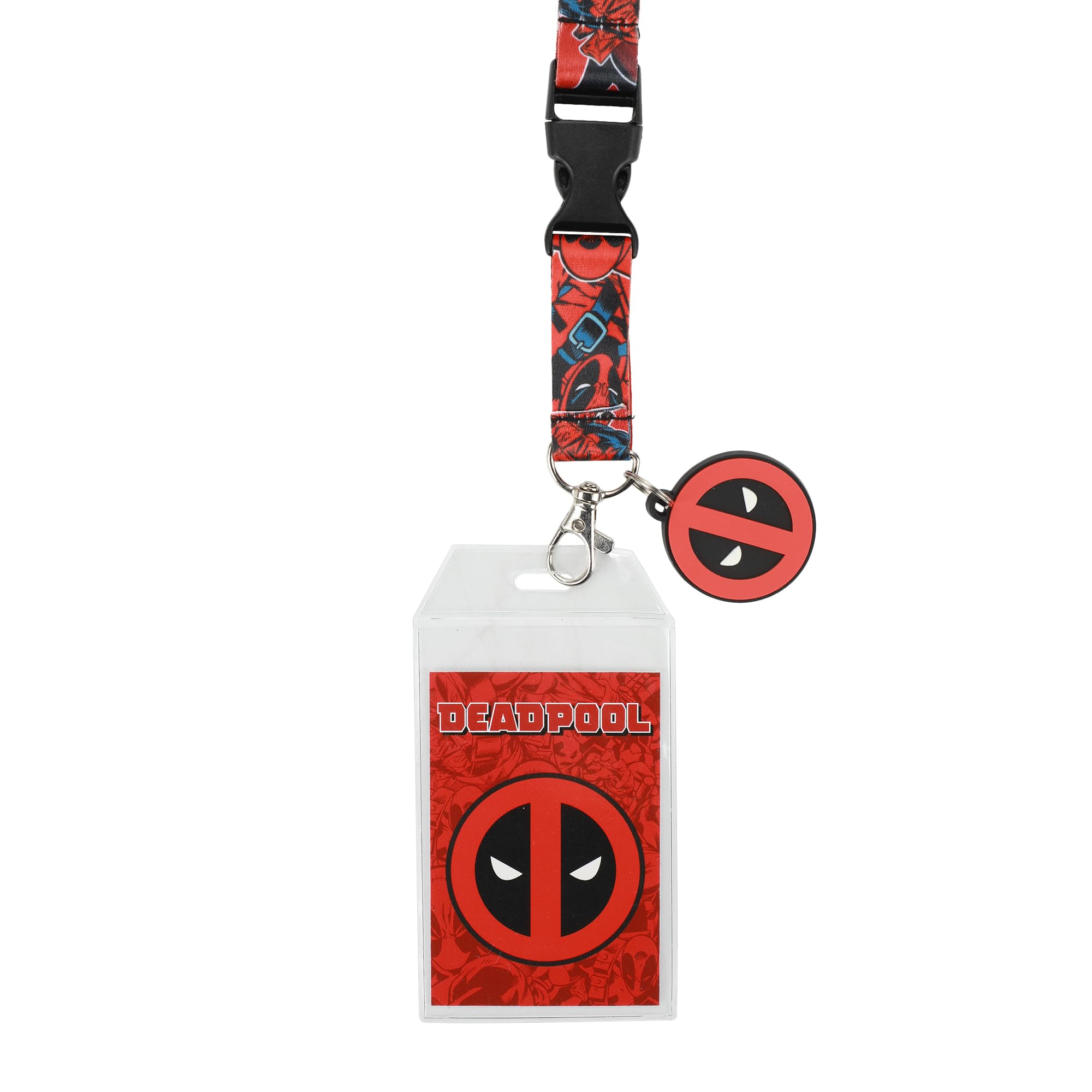Deadpool Mask Logo Smycz 56 cm z etui na identyfikator, Czerwony, OSFA