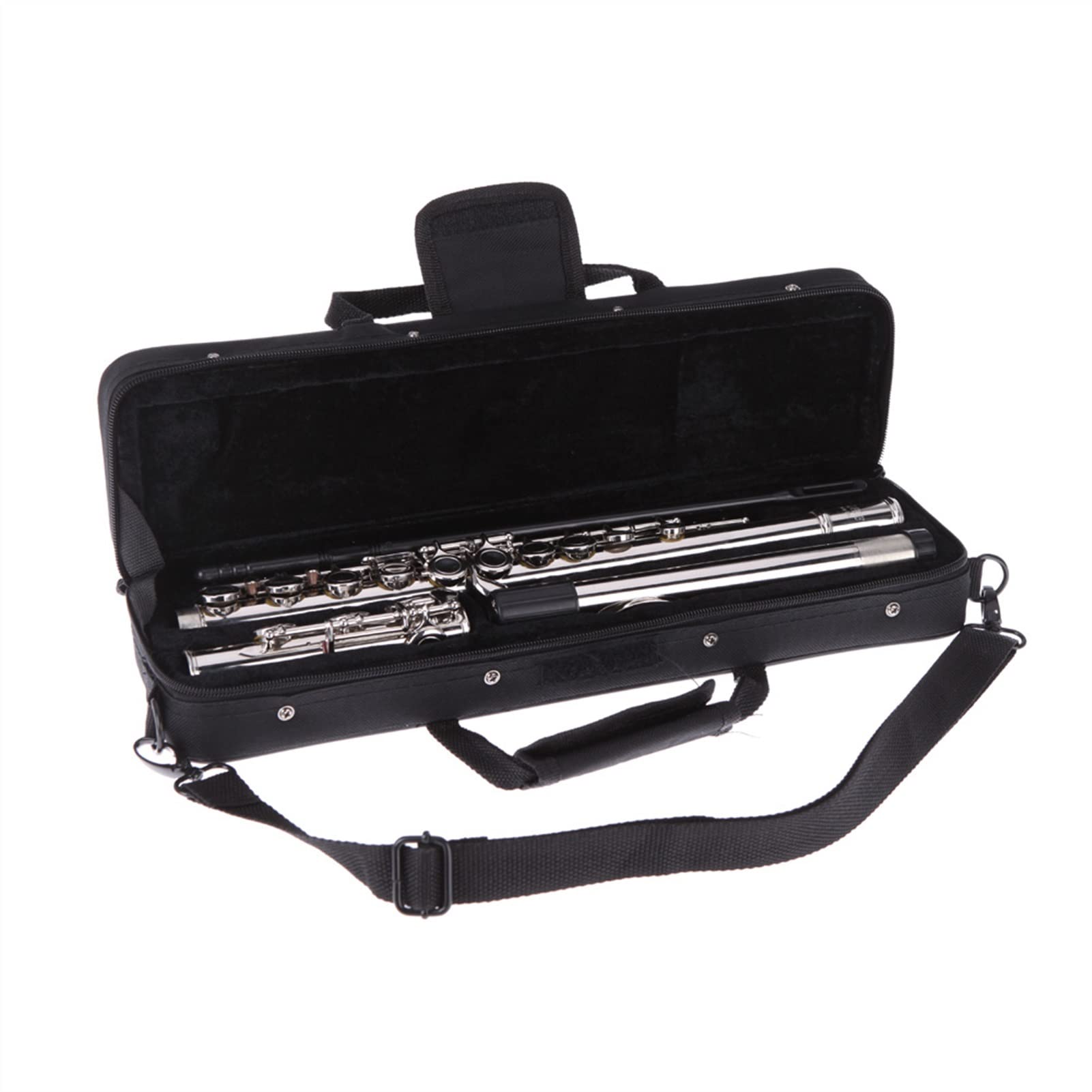 Instrument À Vent Flûte Plaqué Argent 16 Trous C Clé Cupronickel avec Sac Kit Flûte traversière