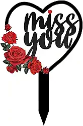 Estaca de jardim memorial com cardeais, marcador de túmulo de placa cardíaca para mãe, decoração de cemitério, metal (Missyou)