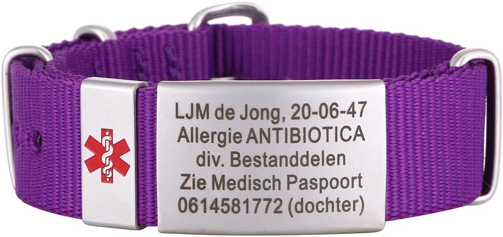 TINGKU Personalized Medical Alert Bracelet for Men & Women – Custom Engraved Emergency ID for Health Conditions, Diabetes, Allergies – Durable Nylon Wristband