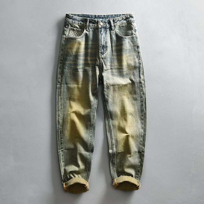 Men's Vintage Denim Casual Pants Japanese Vintage Long Pants2