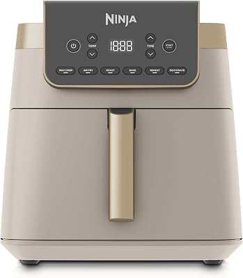 Ninja Air Fryer Heißluftfritteuse MAX PRO, 6,2L Airfryer, Antihaftbeschichtung, spülmaschinenfester Korb und Crisper Gittereinsatz, Fritteuse ohne Öl, Kochen aus dem Gefrorenen, Stone Gold AF180EUSD