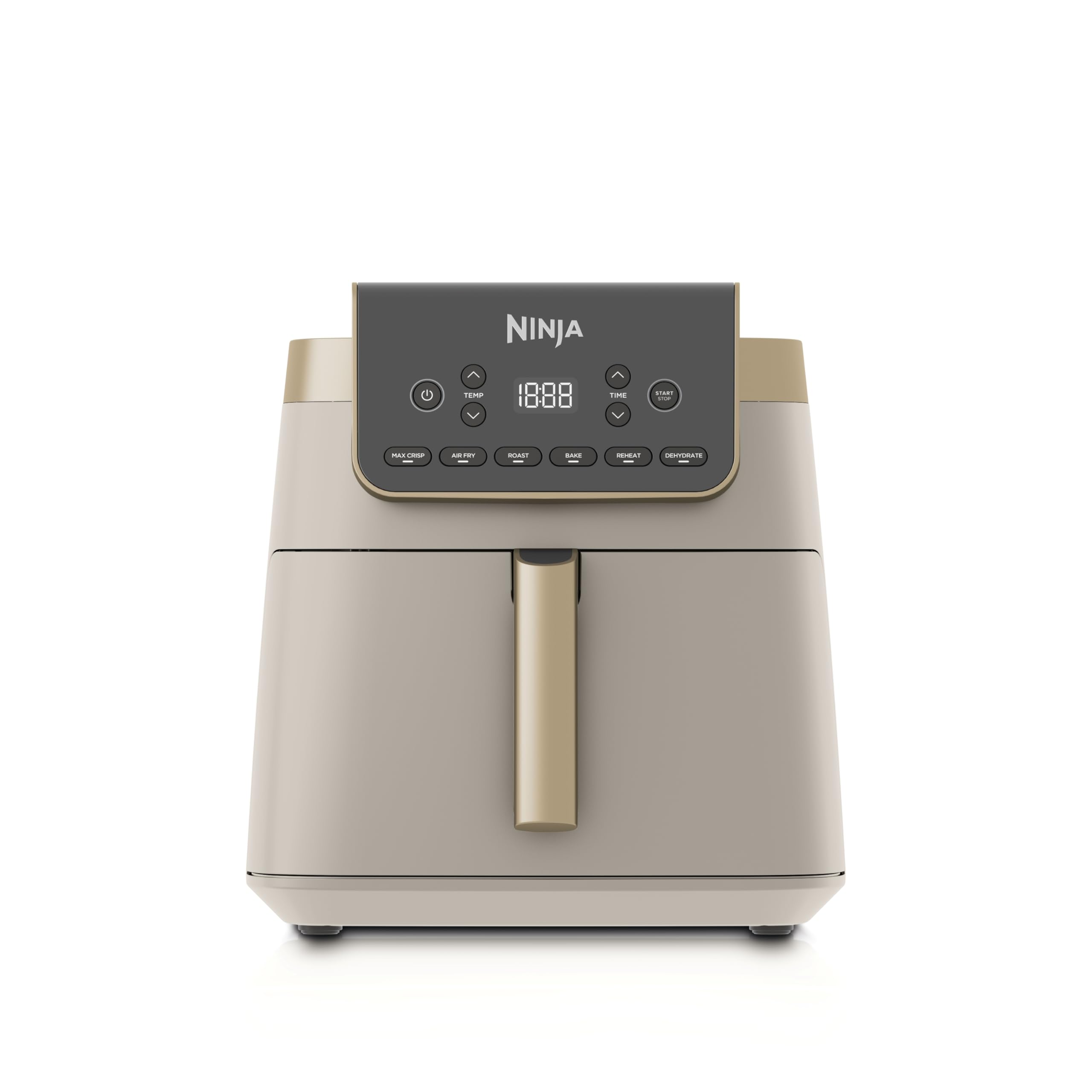 Ninja Air Fryer Heißluftfritteuse MAX PRO, 6,2L Airfryer, Antihaftbeschichtung, spülmaschinenfester Korb und Crisper Gittereinsatz, Fritteuse ohne Öl, Kochen aus dem Gefrorenen, Stone Gold AF180EUSD