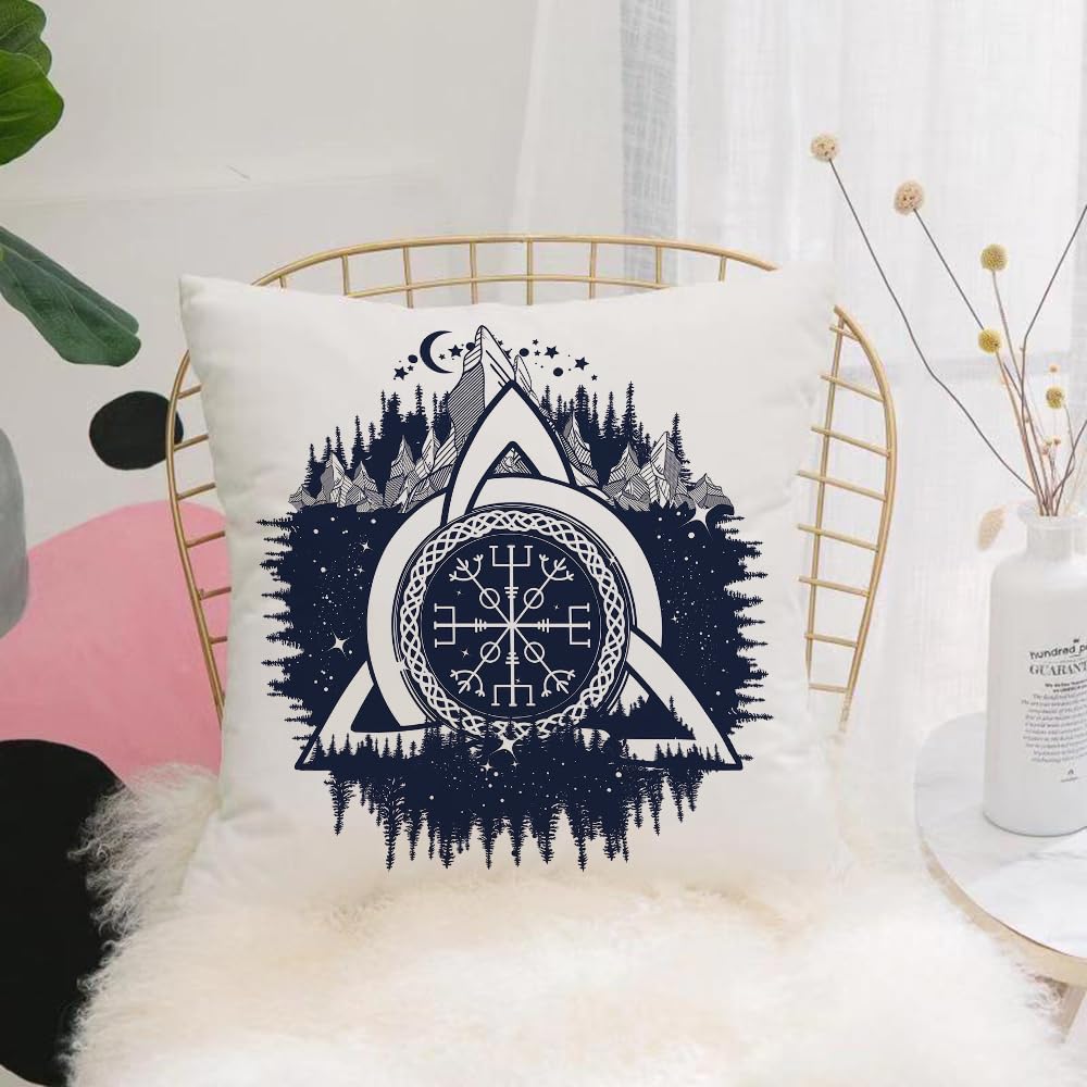 HYOSXW Cushion Cover,Throw Pillow Case Home Decorative for Living Room Bedroom Sofa Chair 16X16 Inch,Celtic trinity knot Helm of Awe aegishjalmur tattoo. Scandinavian symbols of Vi,Pillowcase 40X40cm