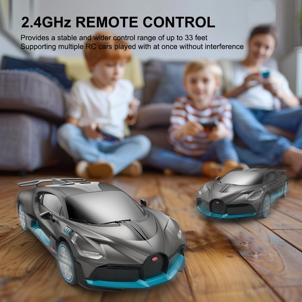 1:24 Scale Remote Control Car for Bugatti Divo, 2.4GHz Model RC Cars, Electric Sport Racing Hobby Vehicle Gift for Adults, Kids, Boys, Girls - Grey