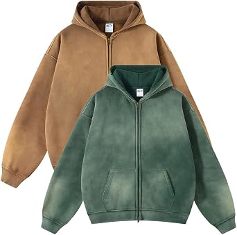 Mens Oversized Acid Wash Hoddies Zip Up Unisex Streetwear Hoddies Trendy Vintage Sweatshirt