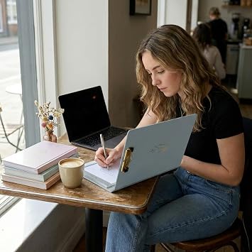 Aesthetic Clipboard Folio with Refillable Lined Notepad & Interior Pocket - Cute Padfolio/Legal Pad Holder for Women - Easily Organize Notes at Work, School, or Home